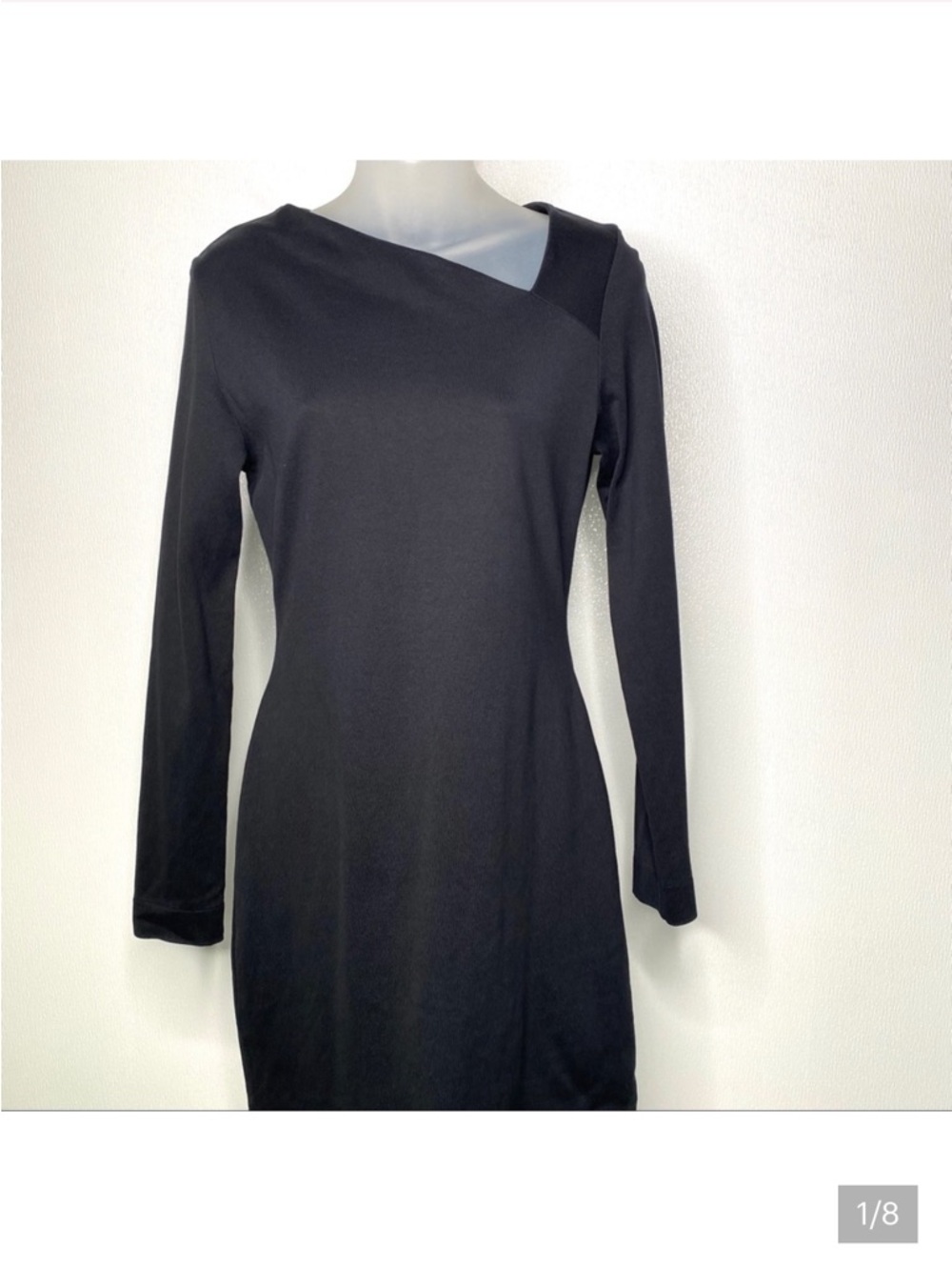 KATE SPADE Saturday Black Sheath Dress Asymmetric Neckline Size Medium